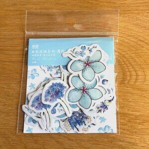 MO-CARD Deco Stickers: 45-Piece Floral Stickers, Blue Varietals
